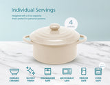 Kook Mini Ceramic Casserole Dishes with Lids, 4-Pack