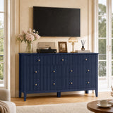 53.2" W Wholesale 7-Drawer Fluted Dresser, Black/Blue/Beige