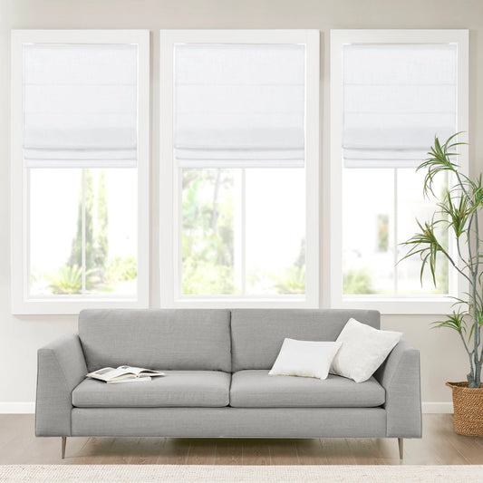 Linen Blend Light Filtering Cordless Roman Shade White