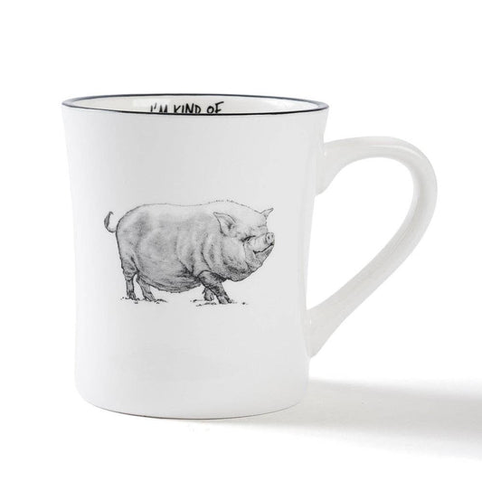Black & White Emily Pig Ceramic Coffee Mug