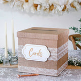 Rustic Burlap Lace Wedding Card Box