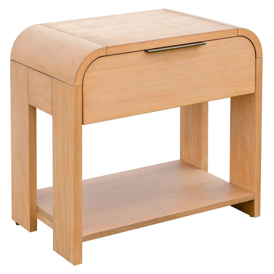 Wholesale Modern One Drawer Waterfall Nightstand, Natural