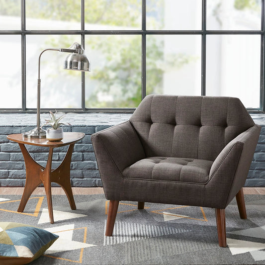Modern Mid-Century Accent Arm Chair, Charcoal Gray *