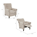 Push Back Recliner Single Sofa Reclining Chair, Cream *