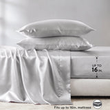 Luxury Satin 6-Piece Sheet Set, Light Grey