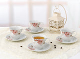 Pink Floral Butterfly Tea & Coffee Set for 4