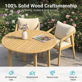 47.24" Acacia Wood Outdoor Dining Table with Umbrella Hole