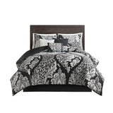Traditional 7-Piece Cotton Comforter Set, Black