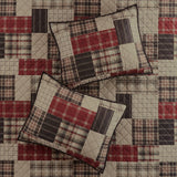 3 Piece Reversible Patchwork Printed Quilt Set, Red/Black