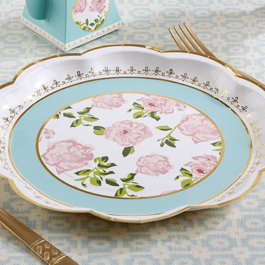 Blue Tea Time Whimsy Paper Plates Set of 16