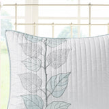 6 Piece Embroidered Quilt Set with Throw Pillows, Blue
