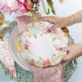 Garden Blooms 9 Inch Floral Paper Plates Set of 16