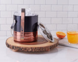 1.6 Qt Copper Ribbed Ice Bucket with Lid & Tongs