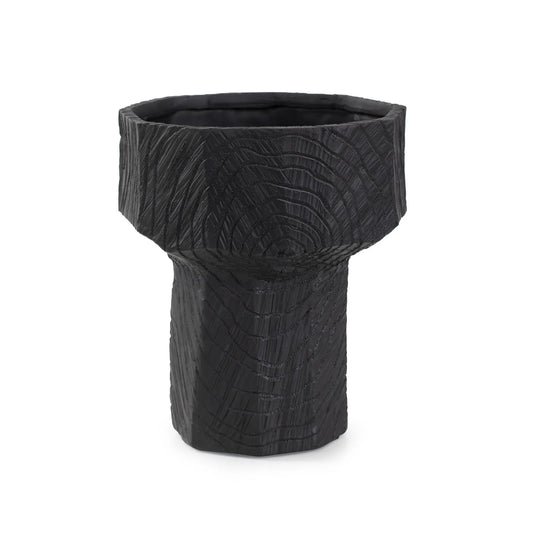 Faux Bois Tall Bowl in an Ebony Finished Polyresin