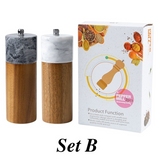 Marble & Acacia Wood Spice Grinder Set