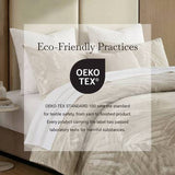 Stone-Washed Leaf Patterned Jacquard Duvet Set, Linen