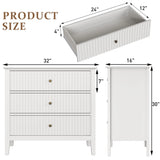 Large Fluted 3 Drawer Dresser, Modern Nightstand Cabinet