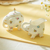 Grace Teaware Floral Elephant Sugar & Creamer Set