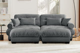 CLOUDIES 94" Loveseat with 2 Ottomans