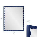 Santosh Rectangular Mirror with Inner Scalloped Edge in Glossy Navy