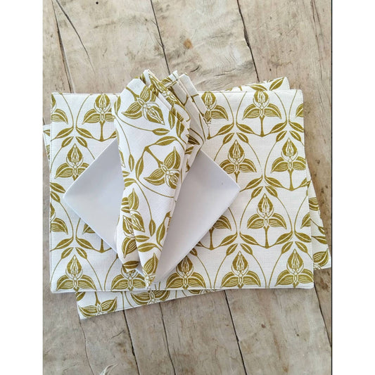 French Home Set of 4 Orchid Placemats - Chartreuse