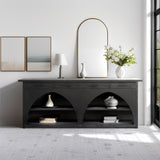 96" Modern Open Storage Buffet Table Cabinet, Black/Grey*