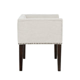 49.5" Low Back Flared Arms Upholstered Bench, Cream