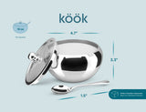 Kook Large Stainless Steel Sugar Bowl, Lid & Spoon