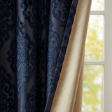 Jacquard Damask (Max Blackout) Window Curtain, Navy Blue