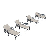 PURPLE LEAF Oversized Chaise Lounge Chair Outdoor Extra Wide Pool Lounge Chairs 5 Adjustable Position with Armrests and Side Table, Aluminum Patio Lounge Chair for Outside, Backyard, Pool