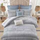 7 Piece Shabby Chic Comforter Set, Blue
