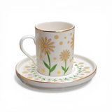 Yellow Daisy Gold Rim Espresso Cup & Saucer Set
