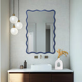 Maya Rectangular Waved Edge Mirror in Glossy Navy
