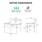 Compact Rattan Banquette Settee, Beige/ Reclaimed Natural