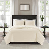 3 Piece Reversible Cottage Quilt Set, Cream