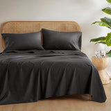 4-Piece 144TC 100% Cotton Solid Sheet Set, Black