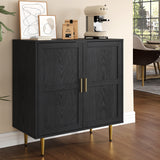 2-Door Storage Cabinet, Modern Wood Credenza with Shelves