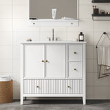 36'' Bathroom Vanity with Sink, Doors and Fluted Drawers