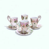 Apple Blossom Porcelain Cup & Saucer Set of 4