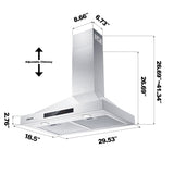 CIARRA 30 Inch Wall Mount Range Hood with Delay Shut off 3-speed Extraction CAS75308-OW
