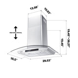 CIARRA 30 inch Glass Wall Mount Range Hood with Delay Shut off 3-speed Extraction CAS75502-OW