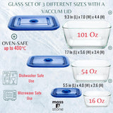 Moss & Stone 3-Piece Glass Food Storage Container Set