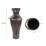 Black Ore Glass Vase with metal accent- Medium