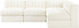 Rummi - Armless Velvet Performance Fabric Upholstered 4 Piece Modular Sectional