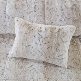 Long Faux Fur 4-Piece Comforter Set, Snow Leopard