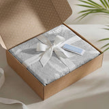 Stone-Washed Leaf Patterned Jacquard Duvet Set, Light Gray