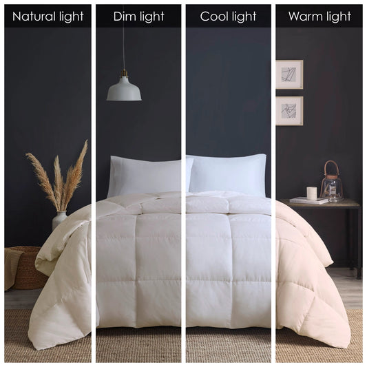 Quilted Goose Feather and Down Oversize Comforter, Cream