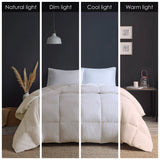 Quilted Goose Feather and Down Oversize Comforter, Cream