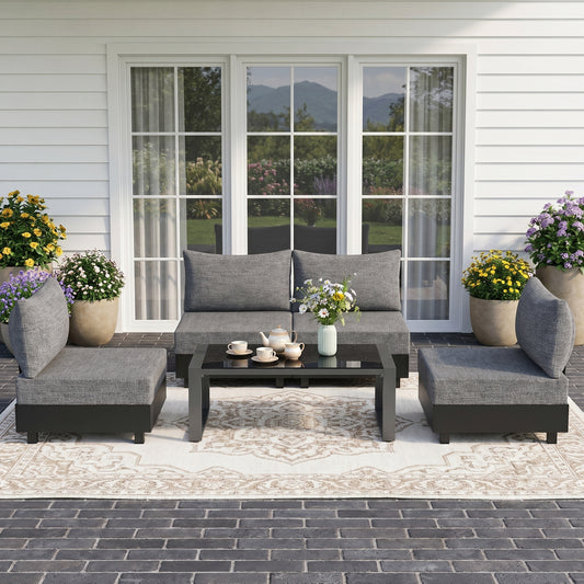5-Piece Outdoor Aluminum Conversation Set with Cushions