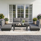 5-Piece Outdoor Aluminum Conversation Set with Cushions
